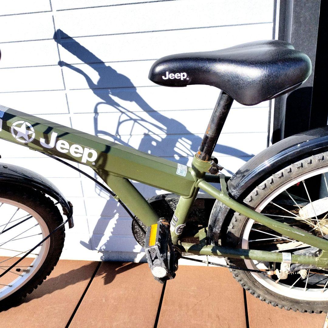 Jeep 子供用自転車 カーキ✕ブラック前カゴ付き　18インチ　訳あり