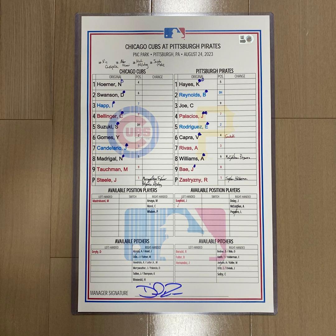 No.5 鈴木誠也　実使用　ラインナップカード　サイン　検) tシャツ　大谷翔平