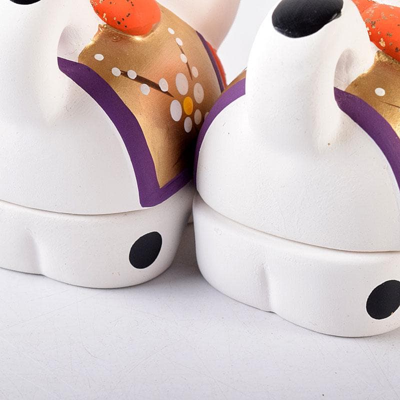 茶道具　京焼　白駒犬　干支香合　縁起物　在銘　2点まとめて　V　8167