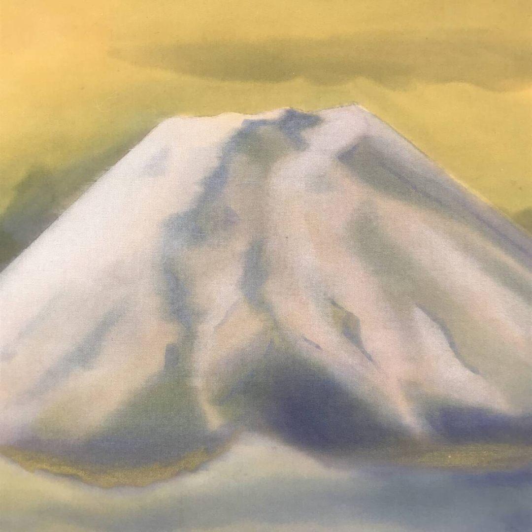 真作/堂本阿岐羅/冨士の峰図/富士山図/山水図/横物/掛軸☆宝船☆AK-307