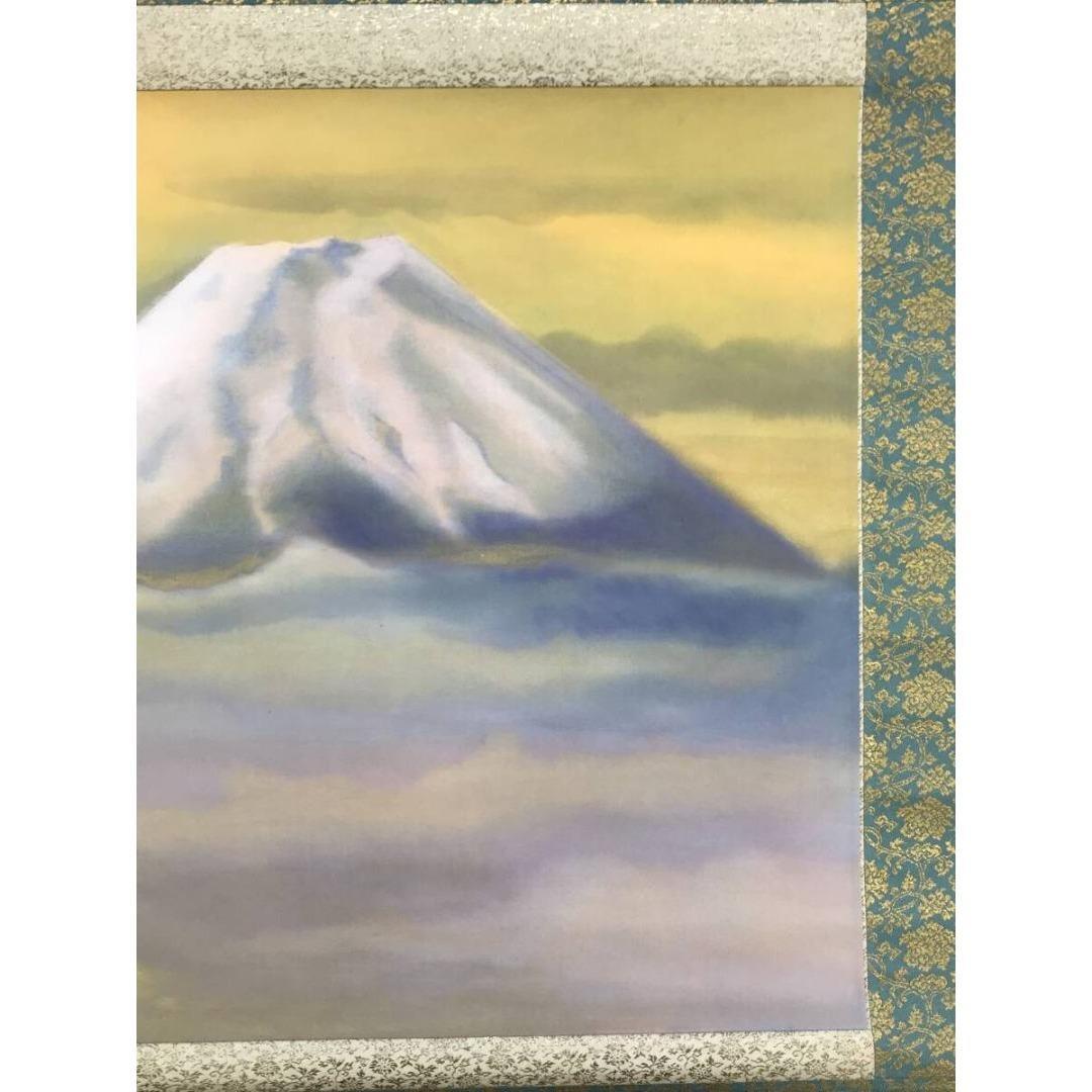 真作/堂本阿岐羅/冨士の峰図/富士山図/山水図/横物/掛軸☆宝船☆AK-307