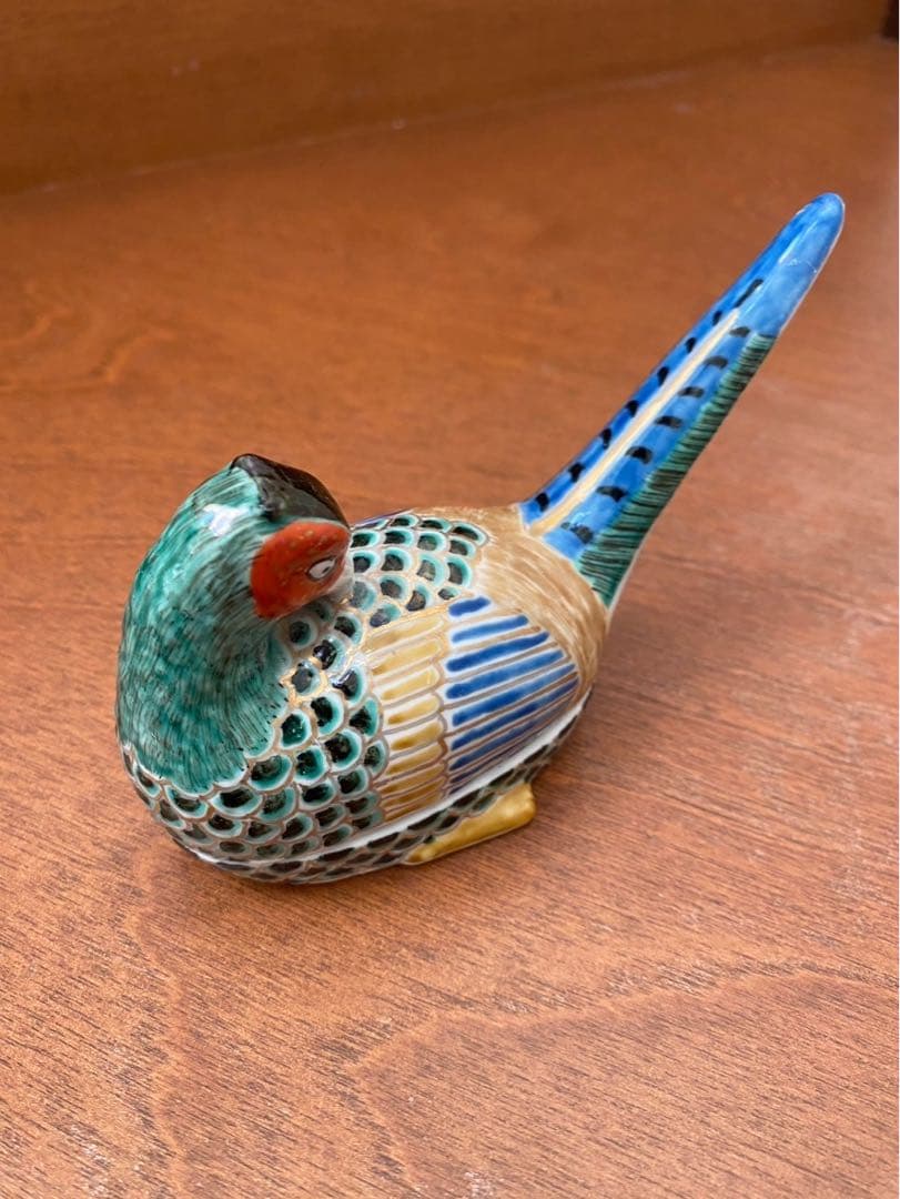 陶器製 九谷焼　雉の小物入れ❓