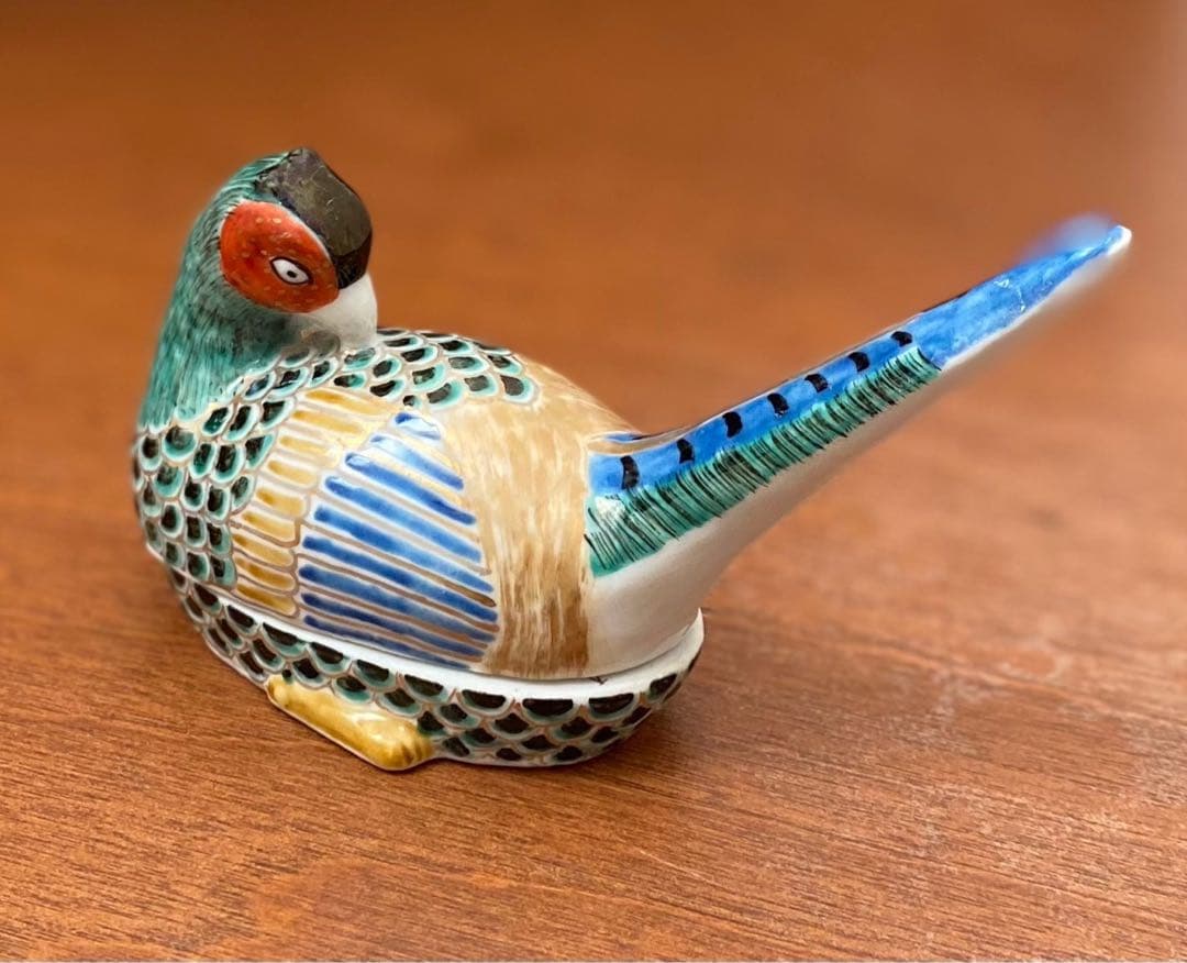 陶器製 九谷焼　雉の小物入れ❓