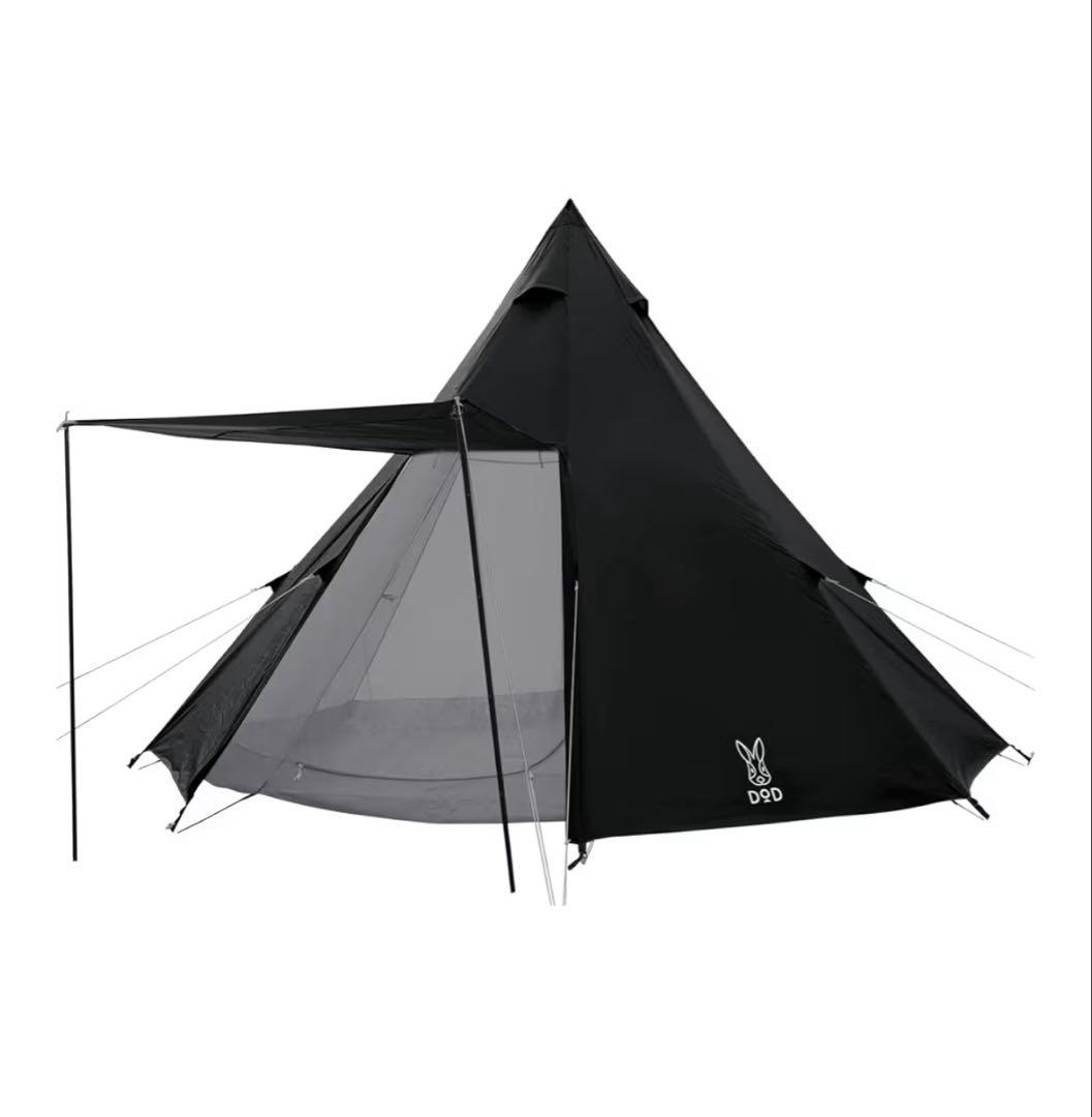 家族で楽しむ！！DODワンポールテント(L) BLACK セット品　お買い得品