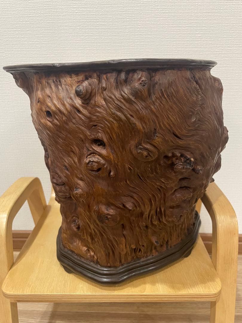 火鉢　筆筒　掛軸入れ　大振り　骨董　古美術　アンティーク　中国　古玩　木製