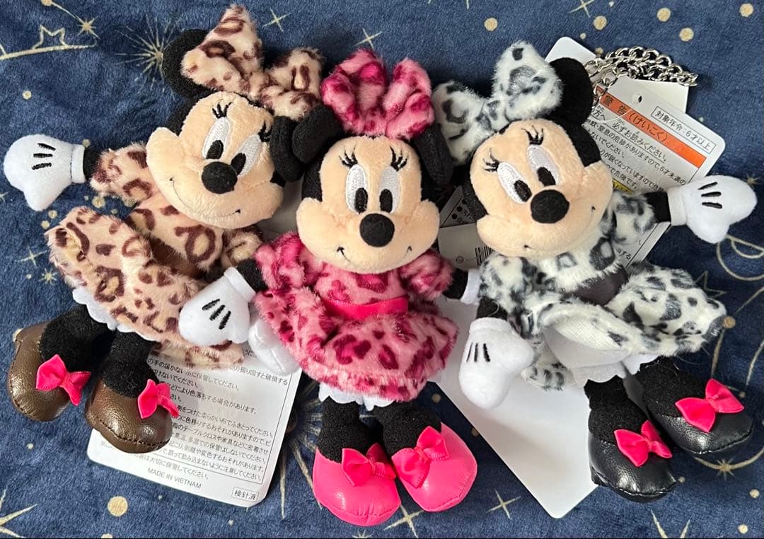 ディズニーリゾート ミニー ぬいぐるみチャーム 3点セット ヒョウ柄