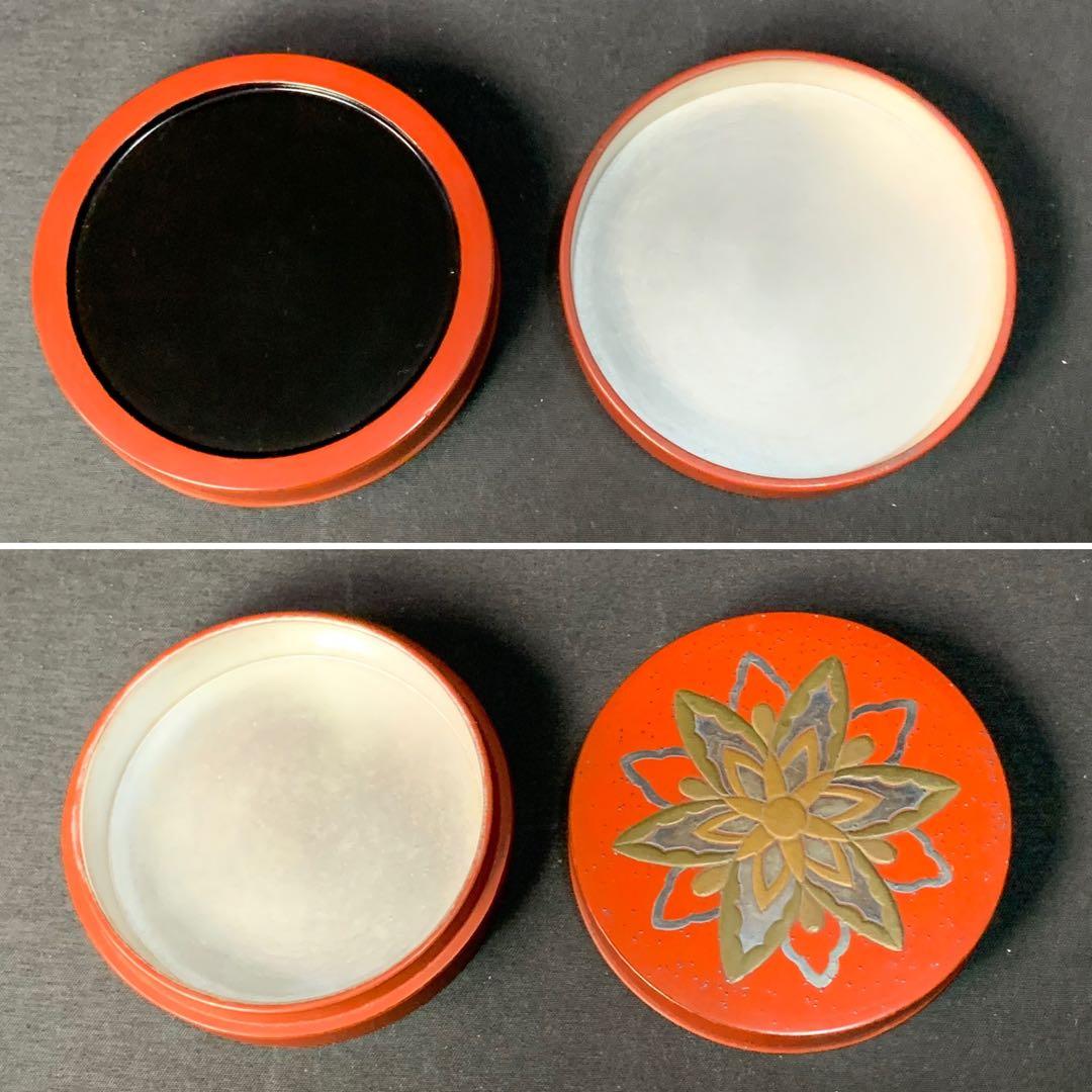 E127 送料無料　香合　在銘　時代蒔絵　共箱　茶道具　茶室　茶道　漆器　香道具