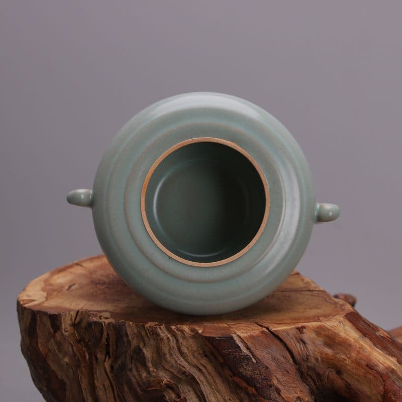 中国　汝窯 ひょうたん香炉　双龍香炉　天青釉