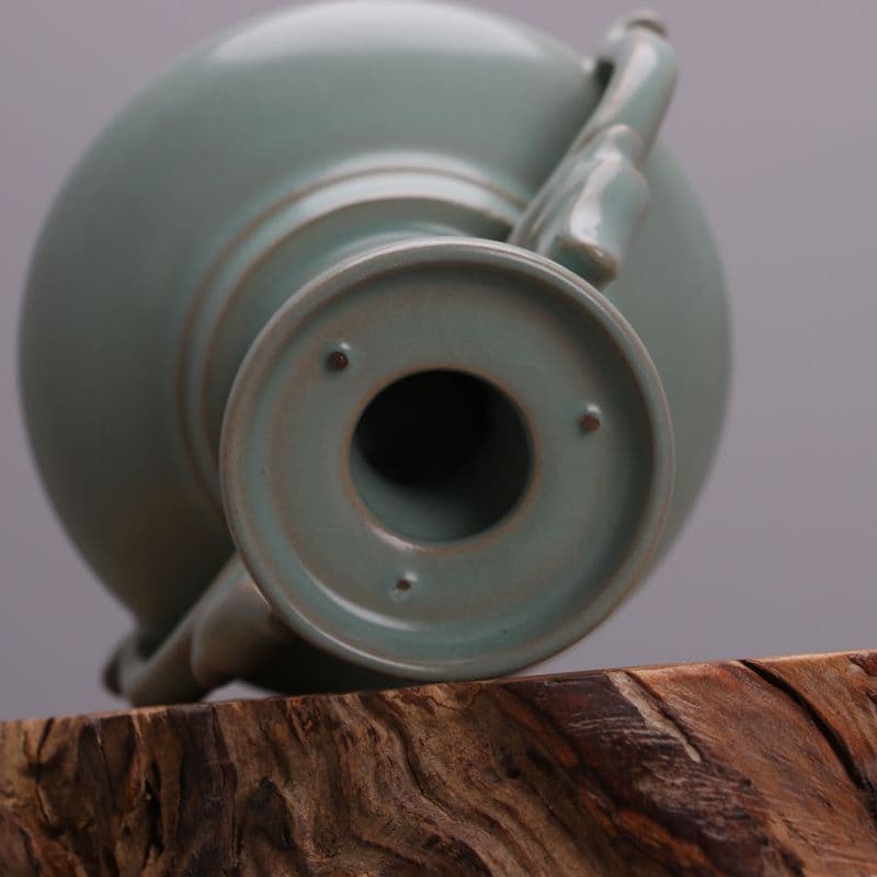 中国　汝窯 ひょうたん香炉　双龍香炉　天青釉