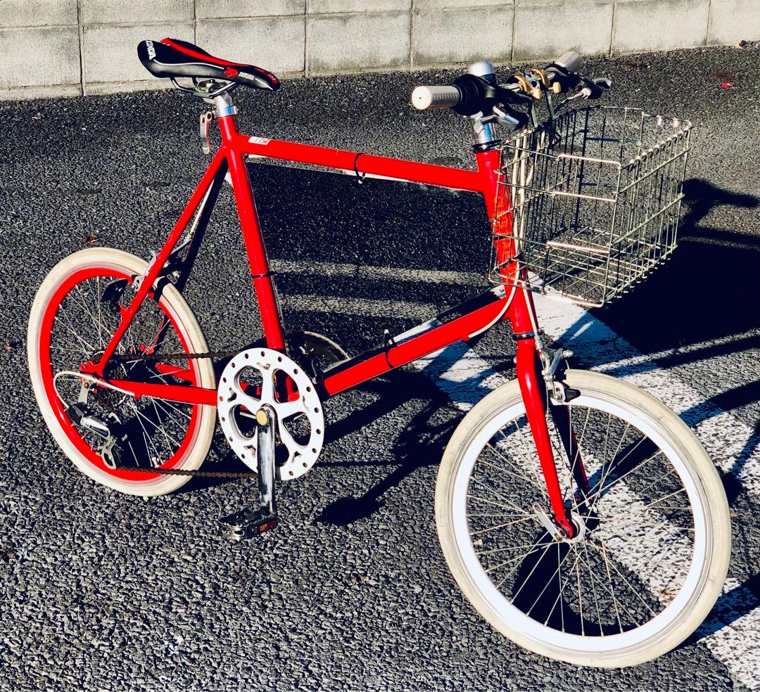 東京☆オシャレな鏡面看板付のミニベロ自転車♠︎ビンテージ古着屋カフェ等の広告塔に