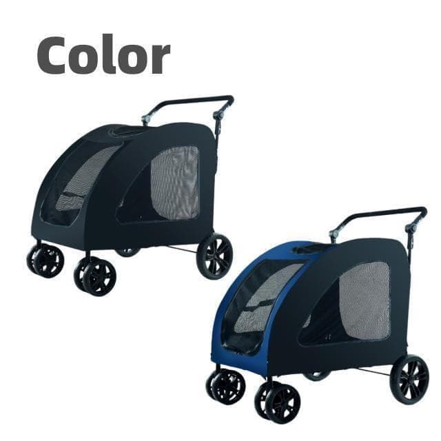 ペットカート折りたたみ大型犬メッシュ通気性キャリーカート犬猫多頭黒ブラック