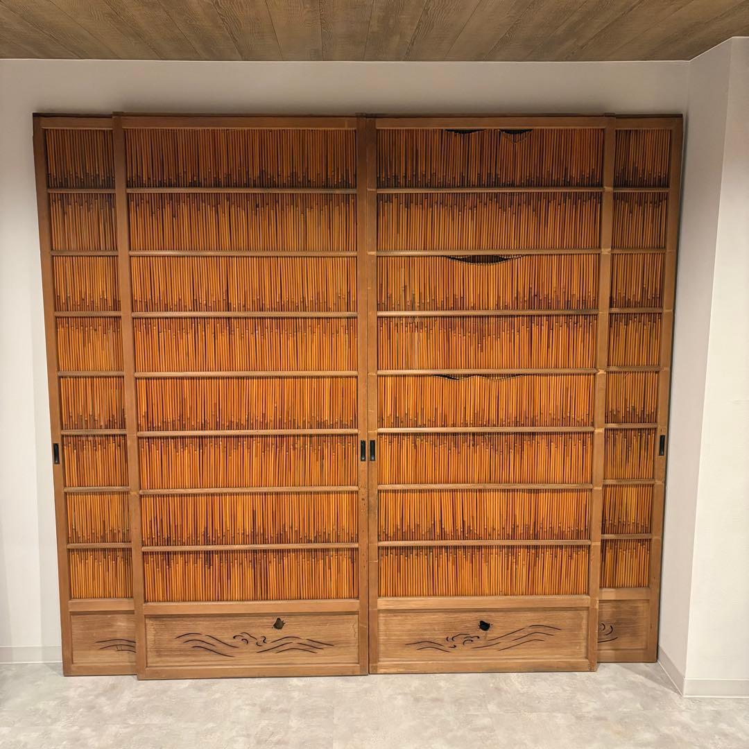 古い建具 1枚 簾戸 すど 葦戸よしど 夏障子 御簾戸 1/4