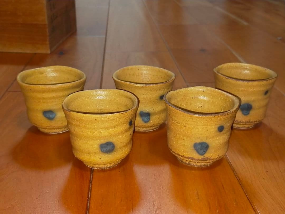 ♥値下げ！　加藤正也　黄瀬戸　急須　湯飲み　茶器揃え　共箱付き　湯呑み　骨董