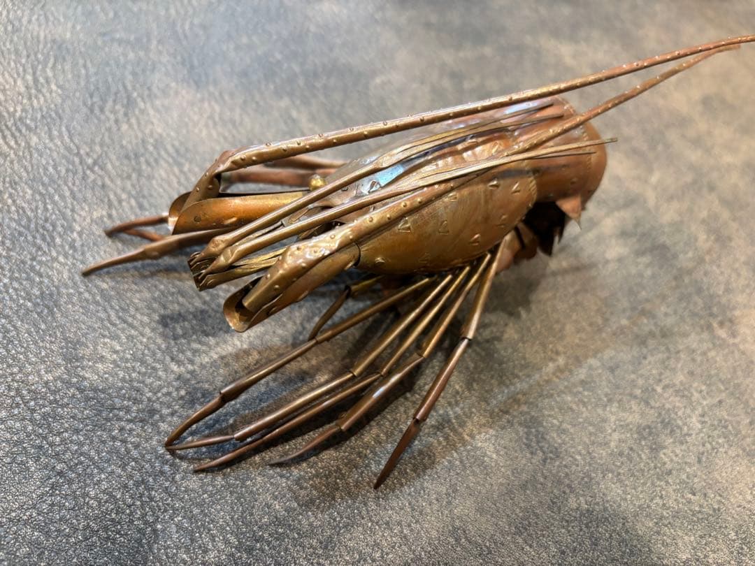 明珍宗之作　伊勢海老 自在置物　銅製　共箱