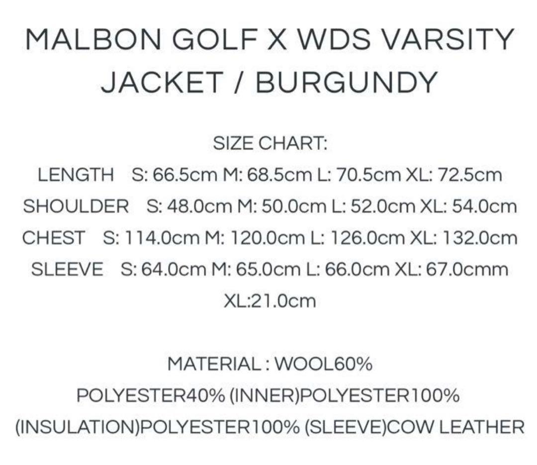 MALBON GOLF X WDS VARSITY JACKET 新品未使用 L