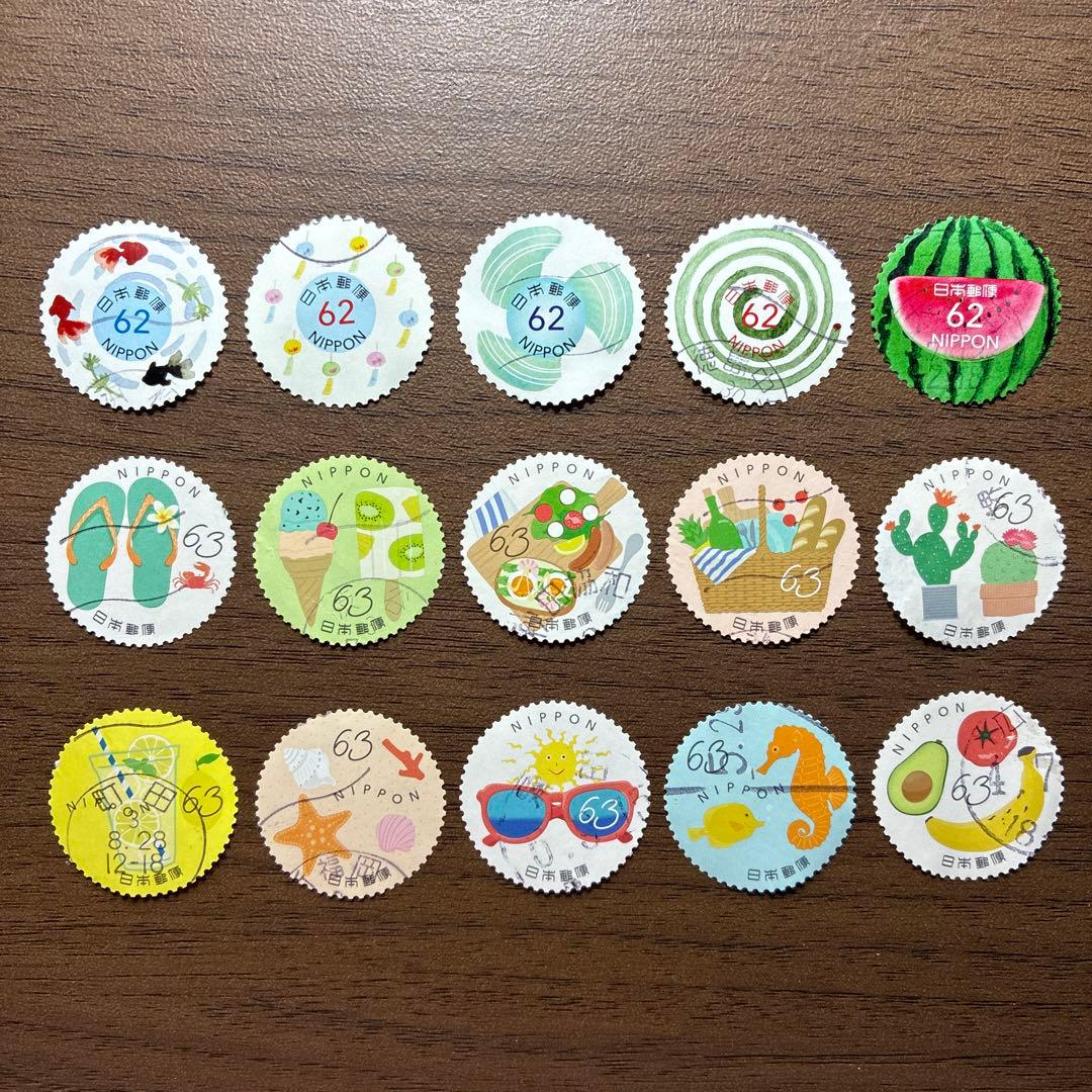 日本の古切手　夏 その4　15枚