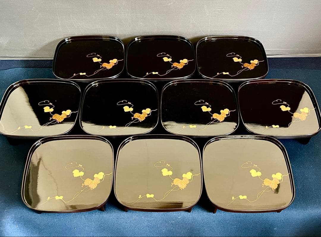 割引❣️「母」 輪島塗 蔦蒔絵 轡形 二の膳 10客 大向高洲堂 （125柱二）