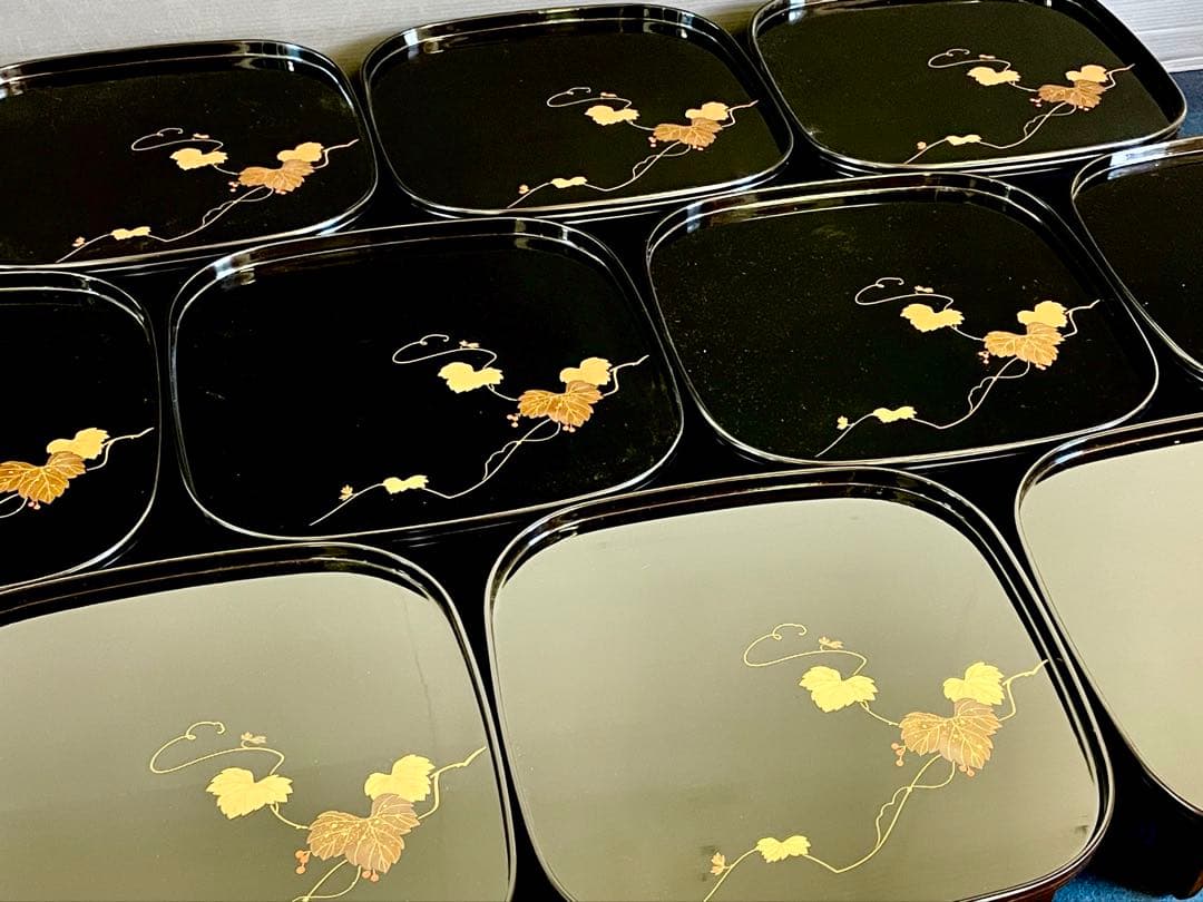 割引❣️「母」 輪島塗 蔦蒔絵 轡形 二の膳 10客 大向高洲堂 （125柱二）