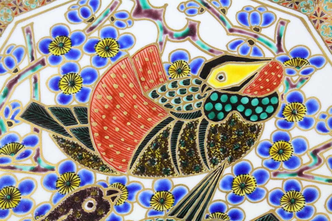 ♡九谷焼 山本重義 金彩小紋 飾皿 共箱・共布 付き EA0H01013