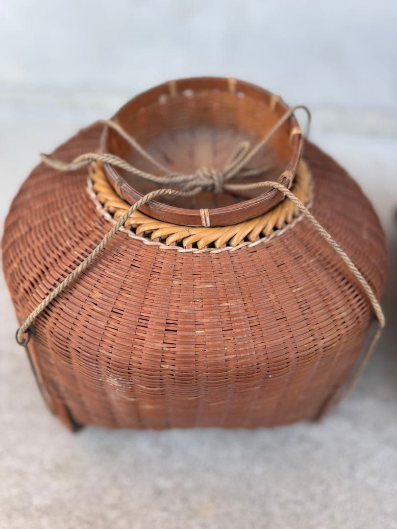 竹製バスケット 籠　胴丸かご　インテリア　2点セット