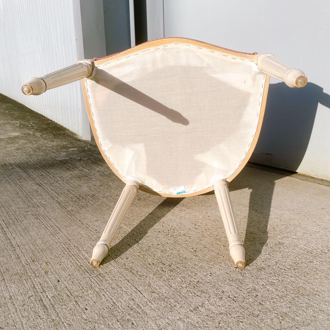 【美品③】ルイ16世様式 フランス華麗チェック織物張 メダリオンアームチェア