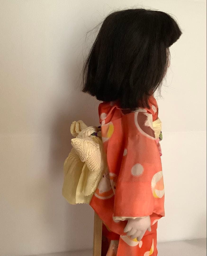 市松人形♪玉秀作♪アンティーク♪着物傷み、顔汚れ、髪乱れ♪約63cm♪訳あり