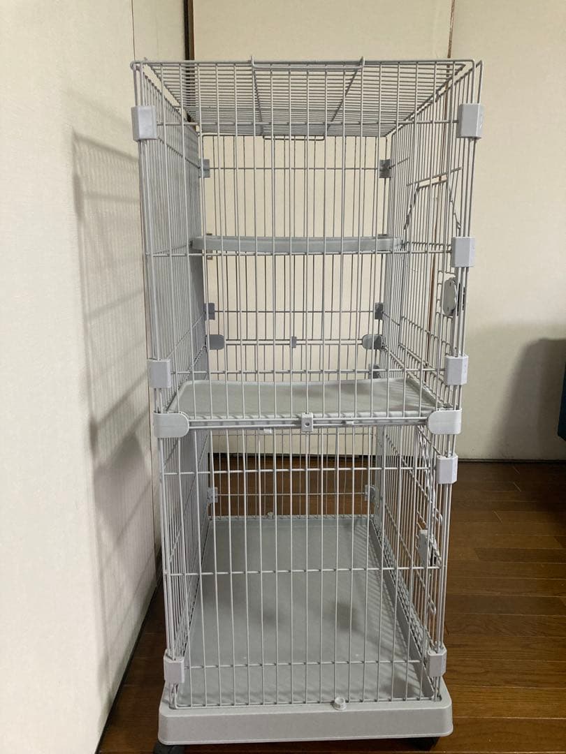 美品キャットケージ2段　キャスター付き