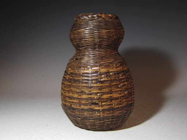 裏千家六代 六閑斎在判 篭花入「端月」八代 又玄斎 一燈追書k549