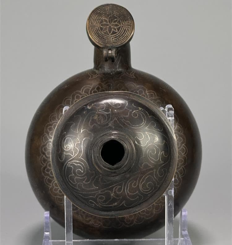 ◆『高麗金銅銀象嵌蒲柳水鳥紋浄瓶』 水瓶◆検）新羅仏 百済仏 高麗仏 仏像