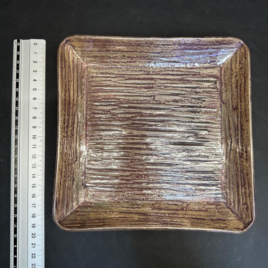 ♡Ec左1008 未使用保管品 中川浄益作 四方盆 木箱 共箱 在印 在銘 落款