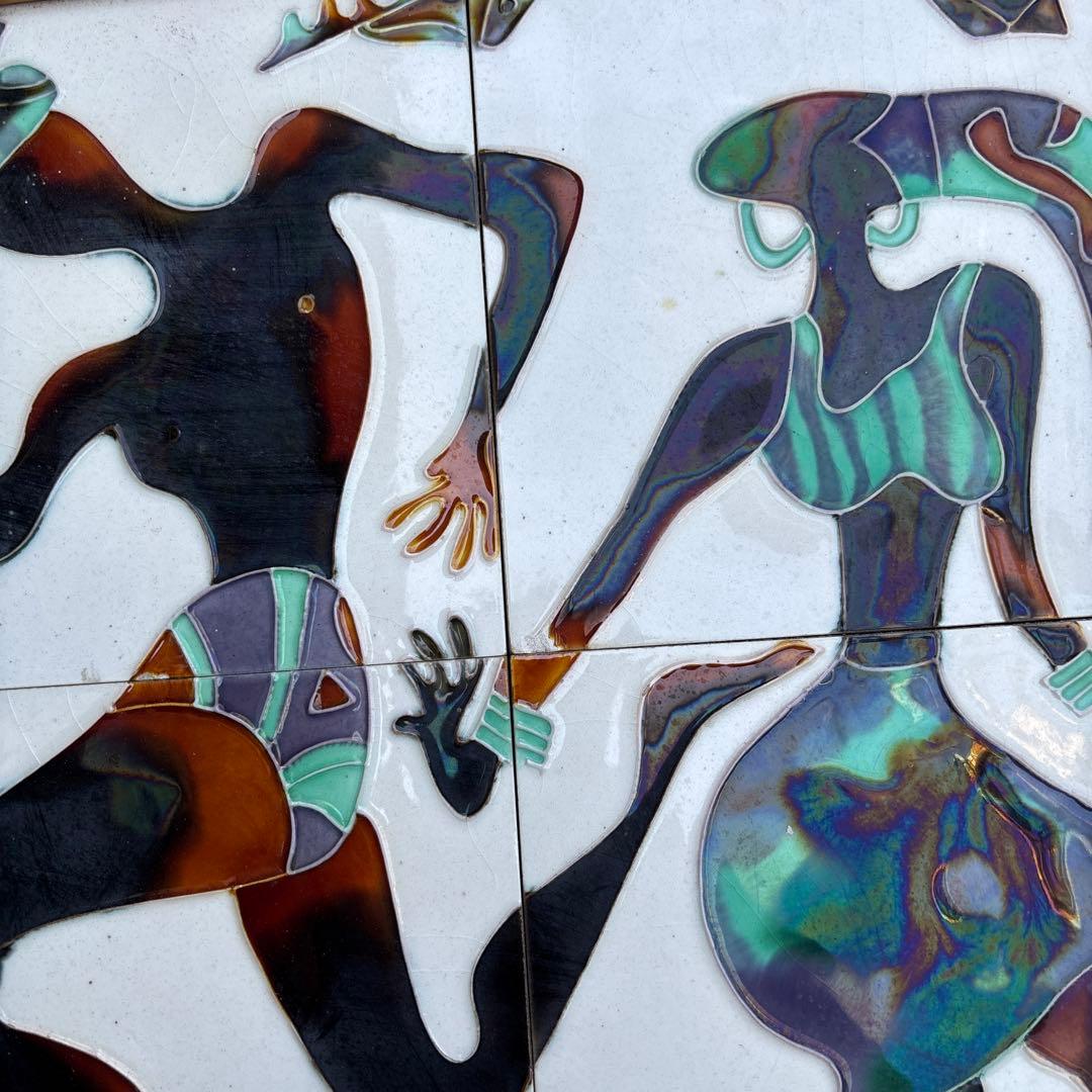 抽象タイルアート 木製フレーム付き