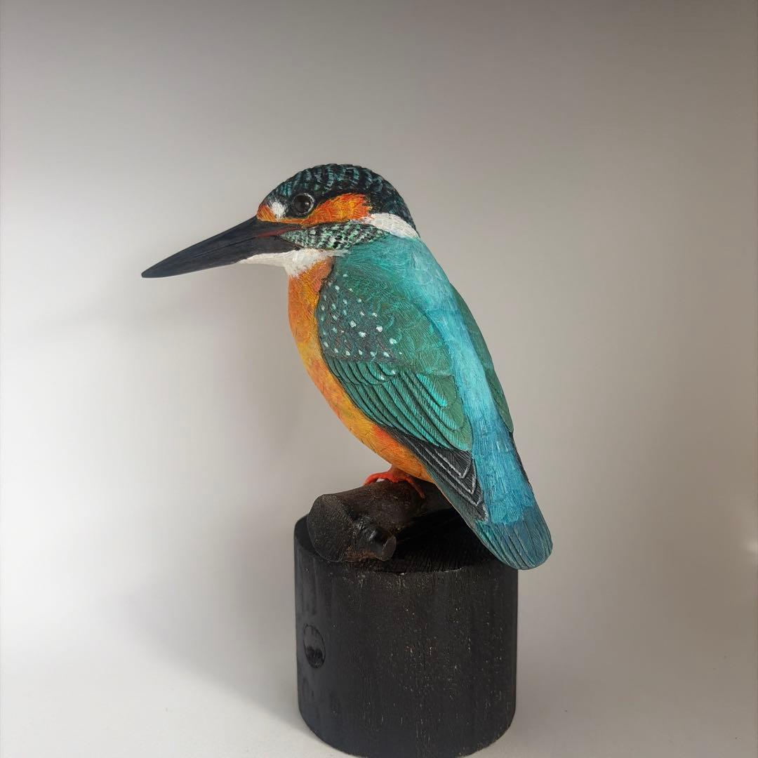 「カワセミ」 木彫りの野鳥　バードカービング　野鳥彫刻