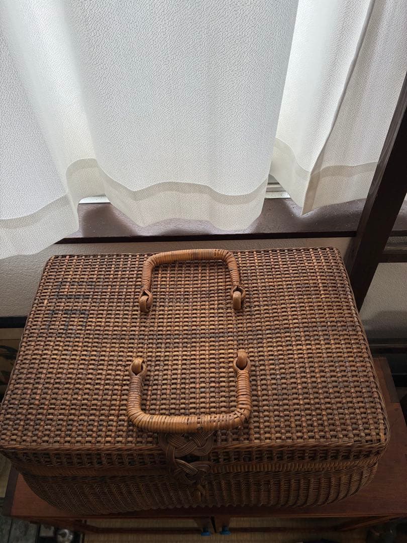 煎茶籠 大正 バスケット 籐編み アンティーク 古道具 籠 antique