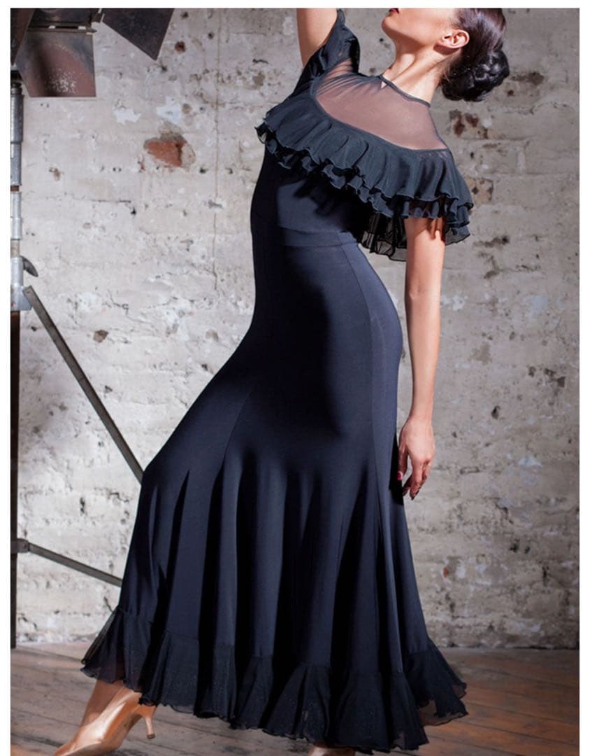 社交ダンス衣装 モダンドレス ロングワンピース モダン ダンス専用生地