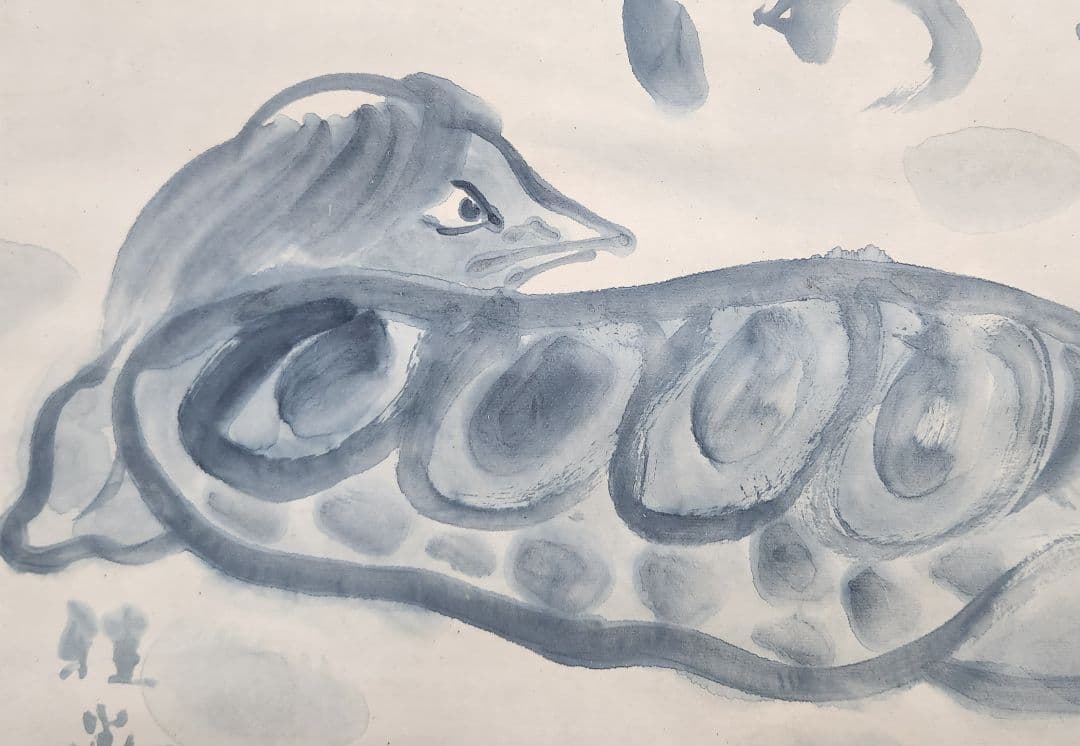 【河童の河太郎図】衣川雅善 724 共箱 カッパ 美術院々友 掛け軸　肉筆