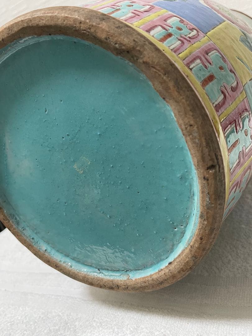 中国 旧家蔵出し 清時代 粉彩 双耳 牡丹花卉紋瓶骨董品。