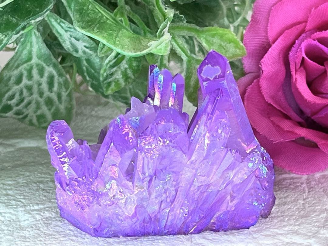 チャネリング✨　パープル　オーラ水晶　クリスタル　クラスター　原石