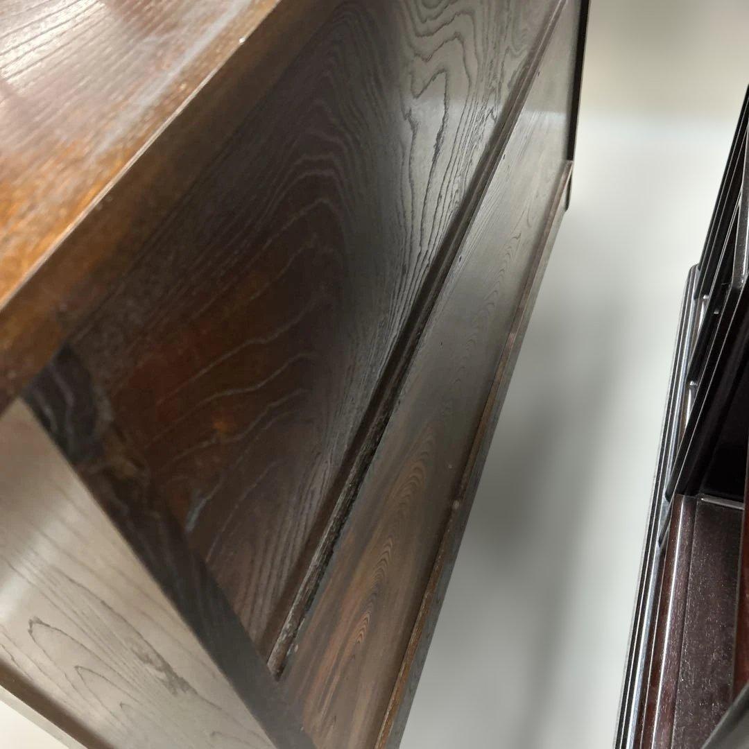 木製ガラス扉収納キャビネット　和風　飾り棚