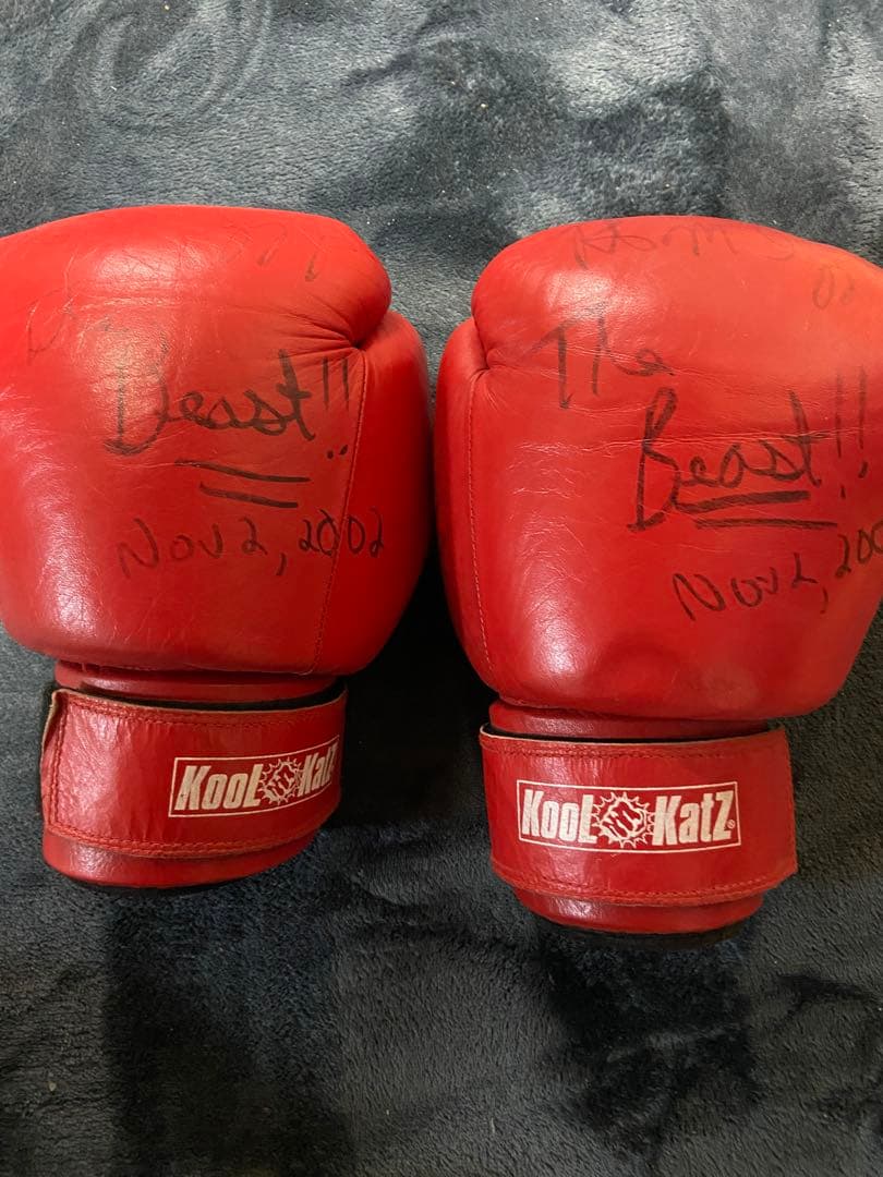 レザー ボクシンググローブ 赤 ボブサップサイン入り