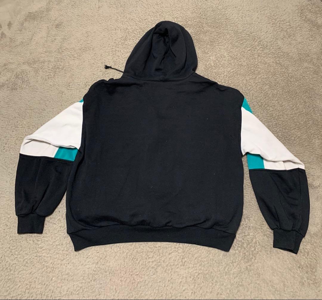 90s 銀タグNIKE(ナイキ) ジップアップパーカー ターコイズXL