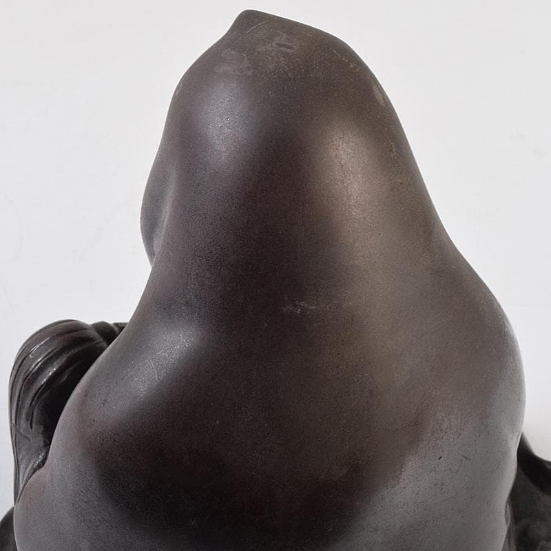 東京銅器　金工師　正之造　古銅鋳銅　達磨像　置物　約3.75㎏　Y　R9467