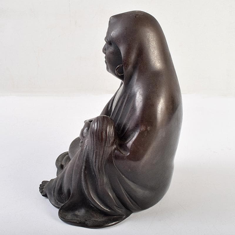 東京銅器　金工師　正之造　古銅鋳銅　達磨像　置物　約3.75㎏　Y　R9467