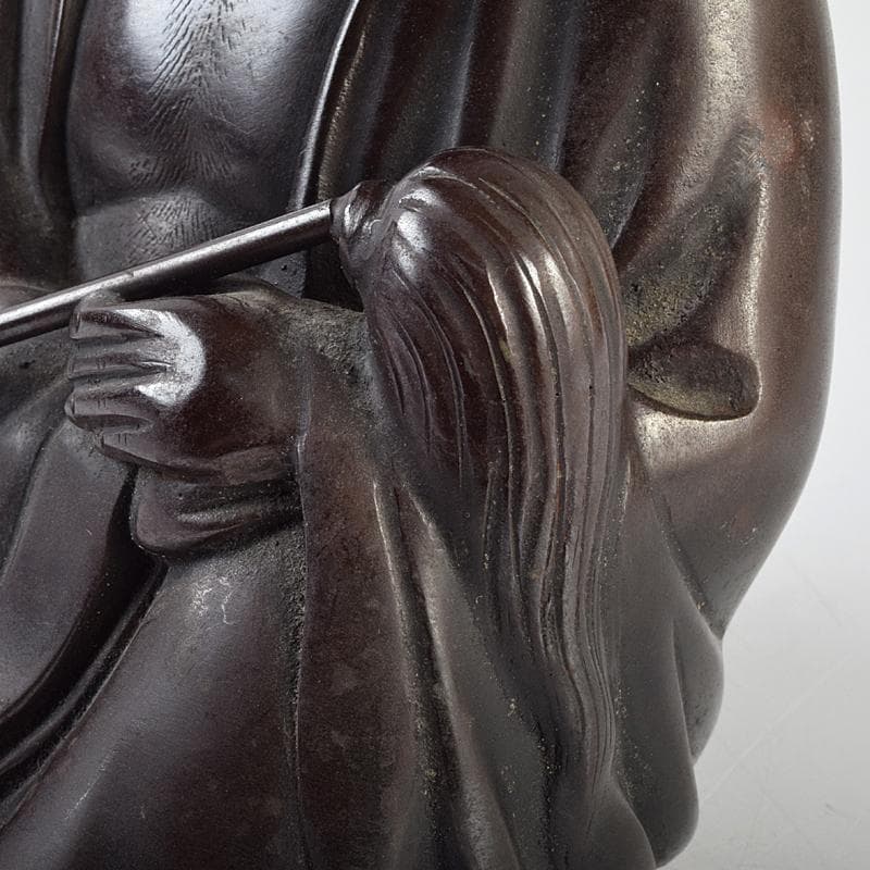 東京銅器　金工師　正之造　古銅鋳銅　達磨像　置物　約3.75㎏　Y　R9467