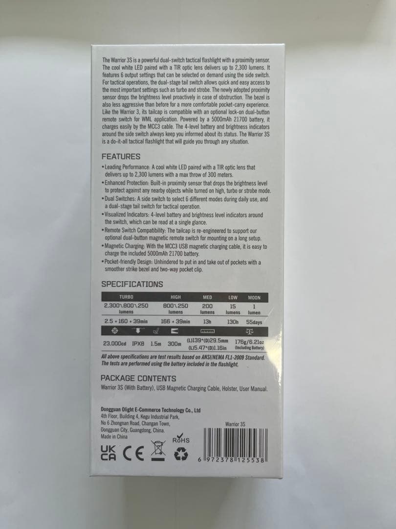 OLIGHT WARRIOR 3S 2300lm 充電式 懐中電灯 新品