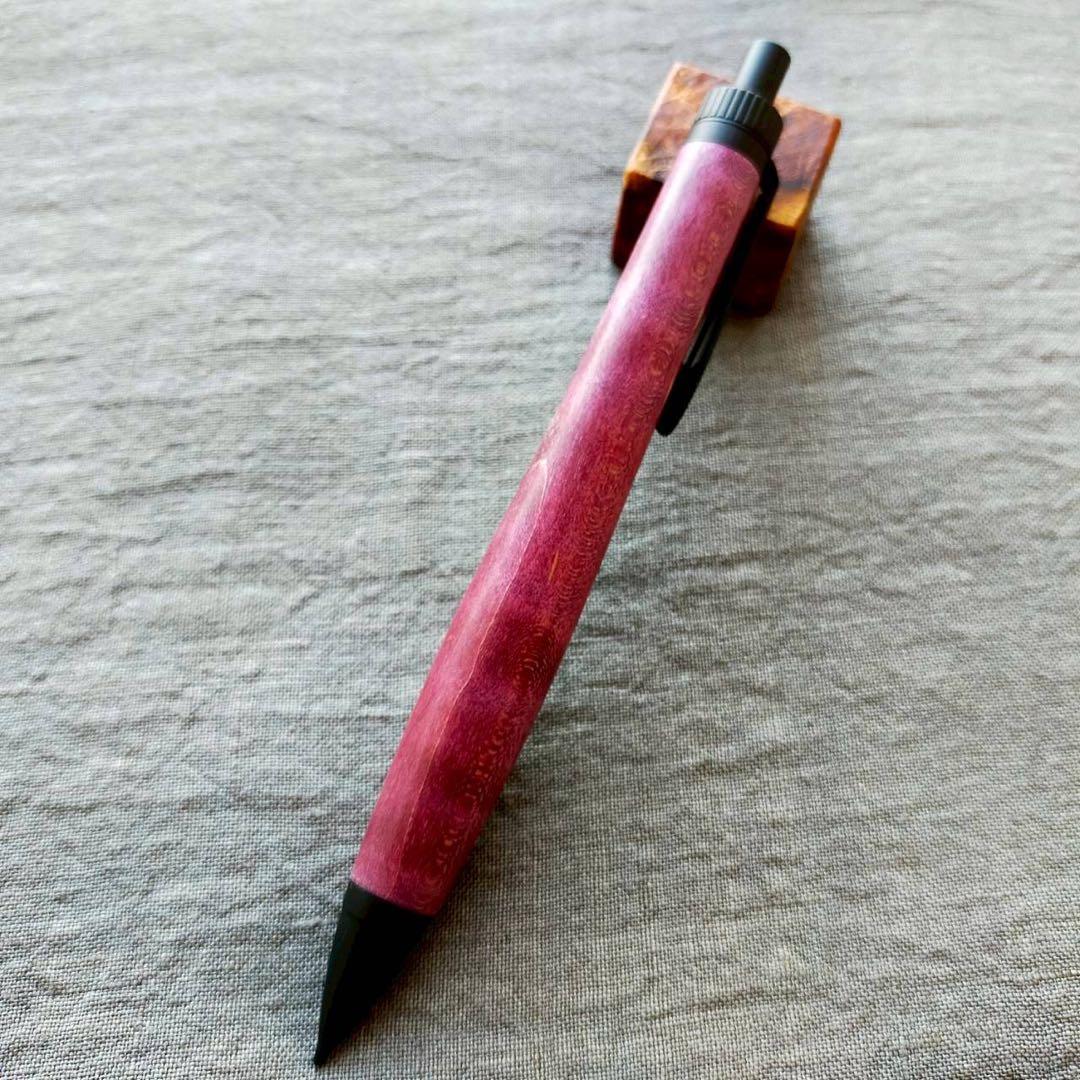 【紫】　スタビライズドウッド　ハンドメイド　木軸シャープペン　0.5mm