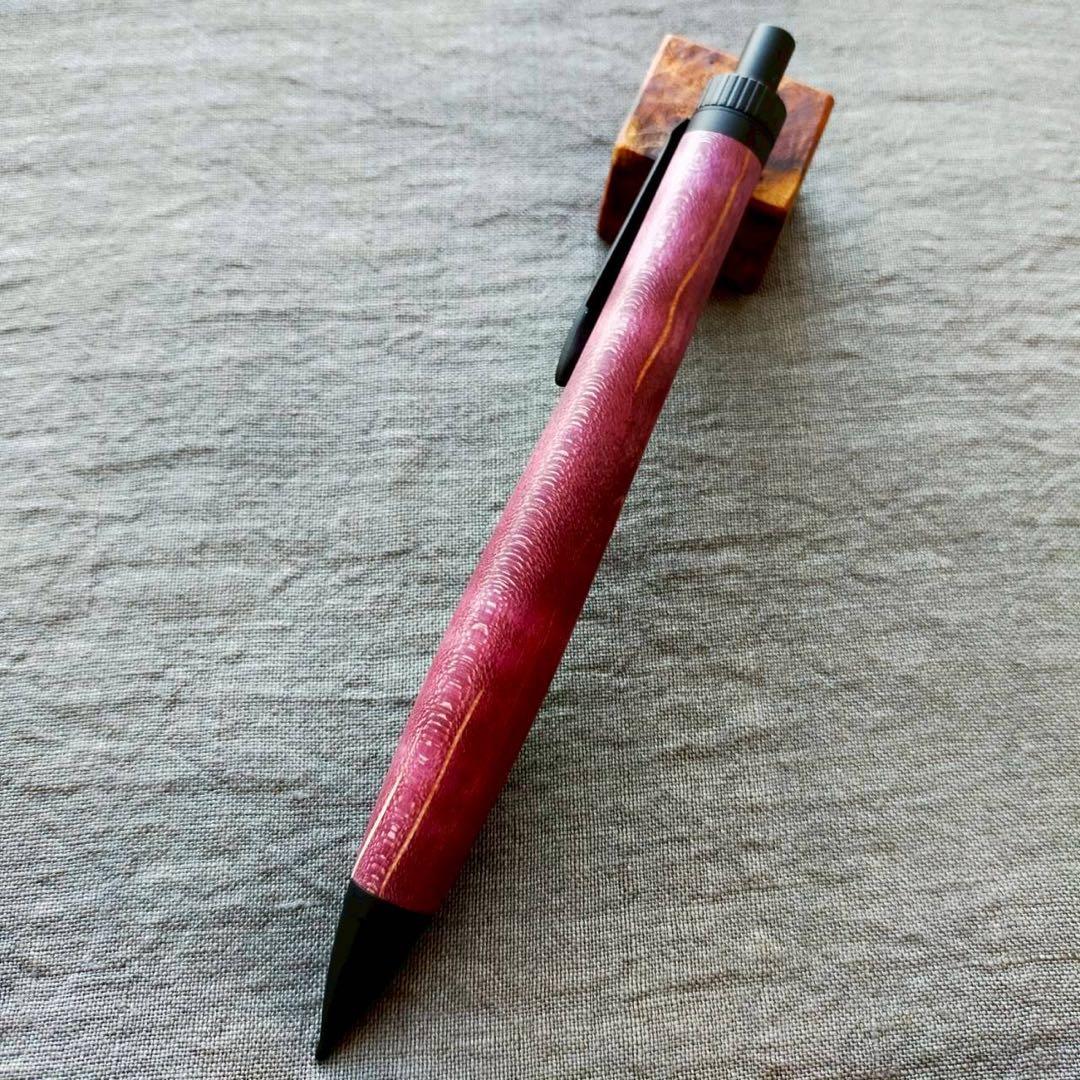 【紫】　スタビライズドウッド　ハンドメイド　木軸シャープペン　0.5mm