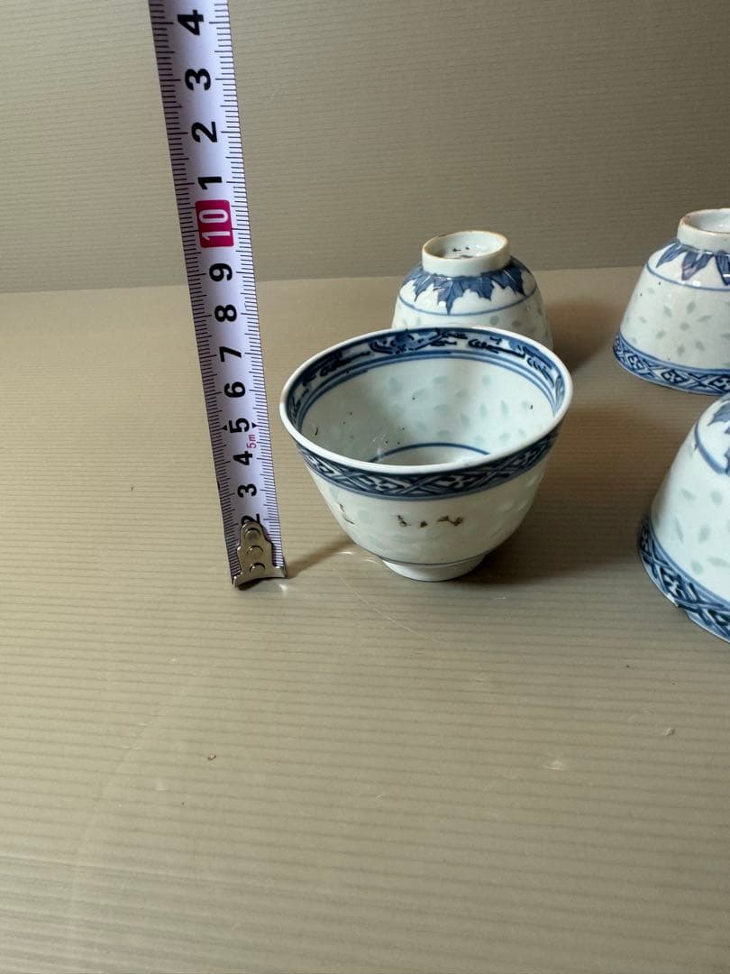 2908 中国骨董　康熙年造銘　蒸茶碗　4客　時代物