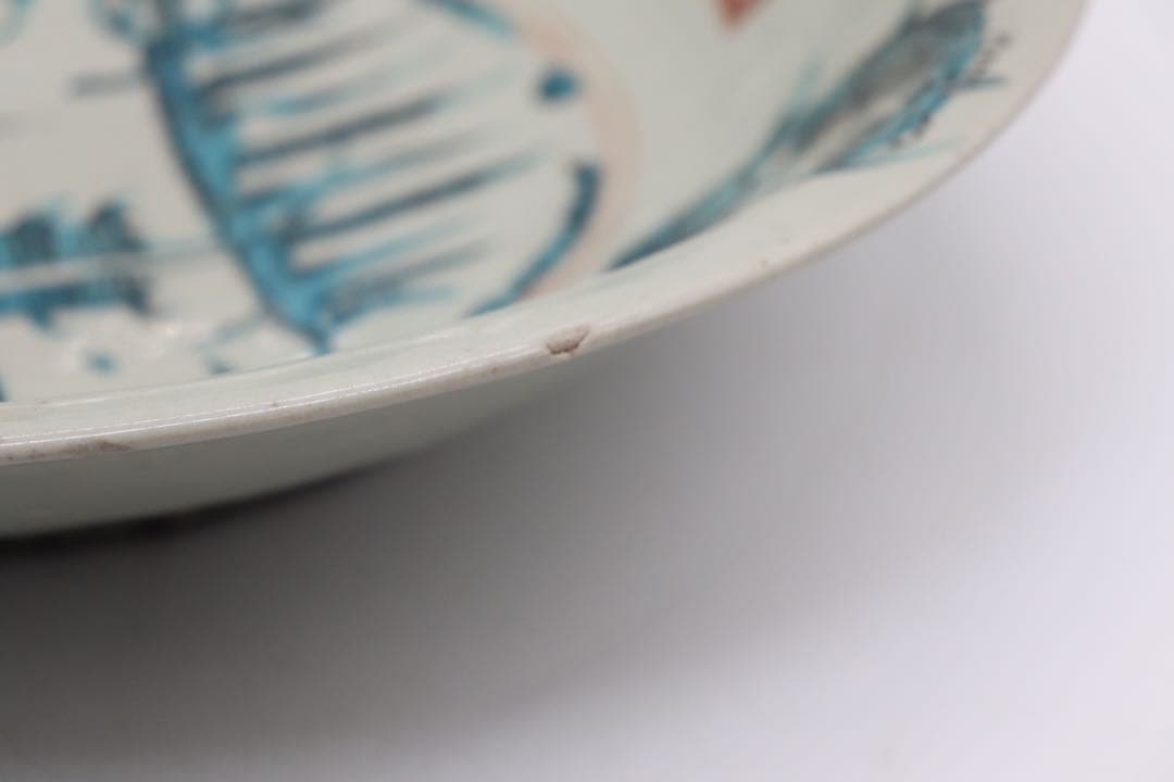 中国　明時代　呉須大皿　木箱入　アンティーク　送料込み0615