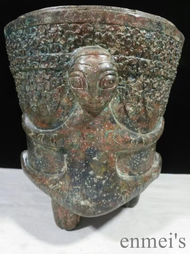 中国古美術 西漢 青銅器 鷹蓋人抱器 貯貝器 貝貨容器 儀礼器 貯蓄器 風水開運