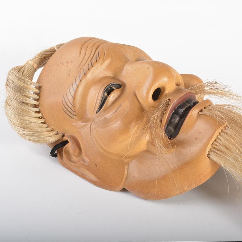 能面　能楽　雅楽　木彫　尉面　裕茂銘　C　R6856